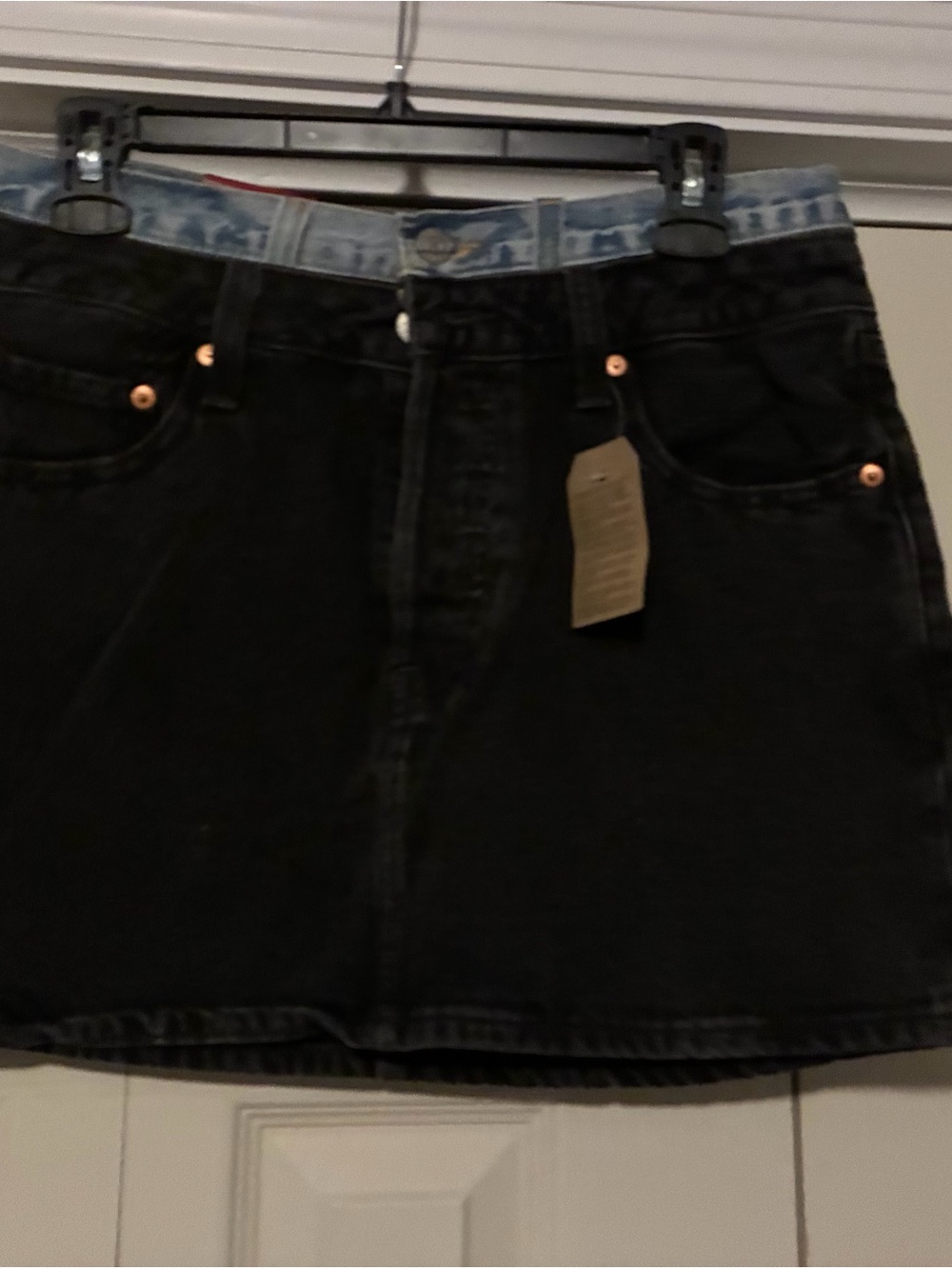Levi's Black Denim Mini Skirt with Light Wash Waistband
